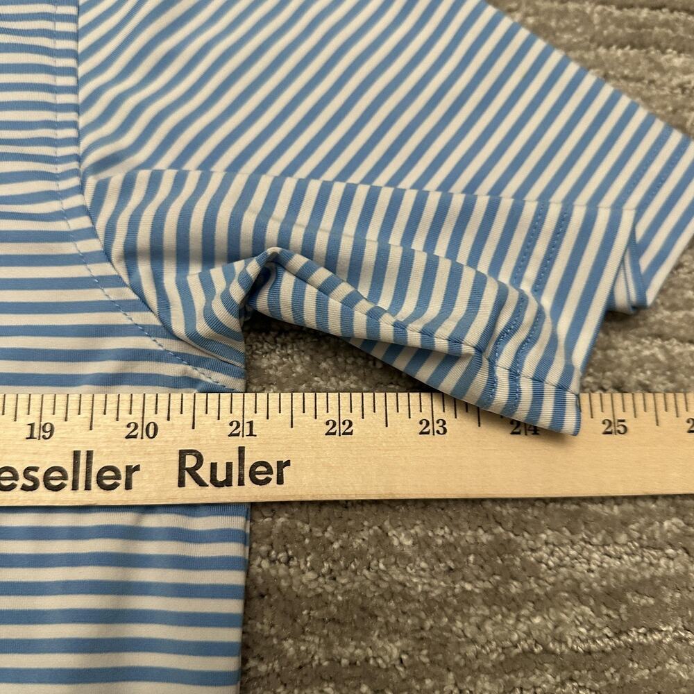 Vineyard Vines Performance Polo Shirt Mens M Blue Striped Short Sleeve Golf Logo - Picture 11 of 12
